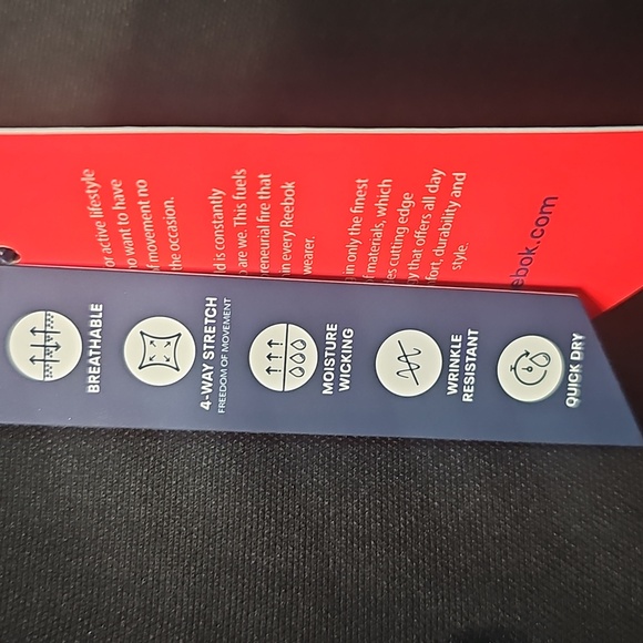 New Reebok Long Sleeve Moisture Wicking Slim Fit Dress Shirt Black Men's Large - Picture 6 of 10